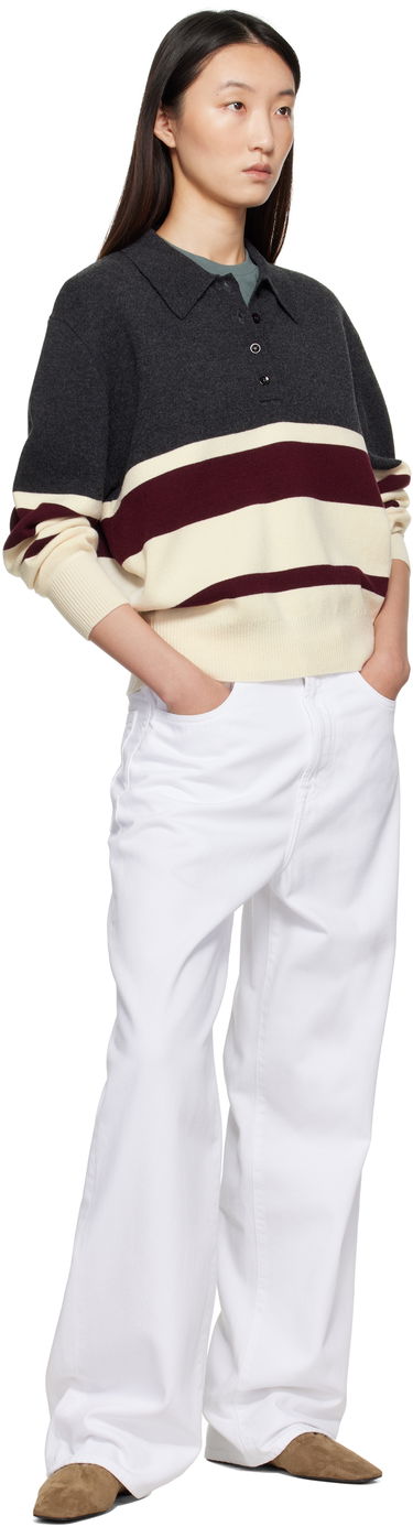 Sweater Róhe Róhe Compact Knitted Striped Polo Grå | 416-23-233, 3