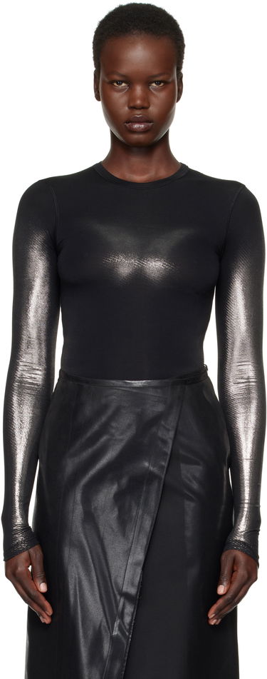 Krop Diesel Long Sleeve Metallic T-Shirt Sort | A15251 0WFBW, 0