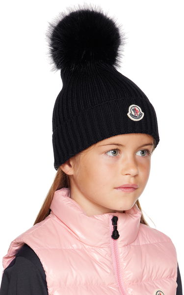Beanie Moncler Moncler Enfant Kids' Pom Pom Beanie Sort | I29543B0001804S01, 1