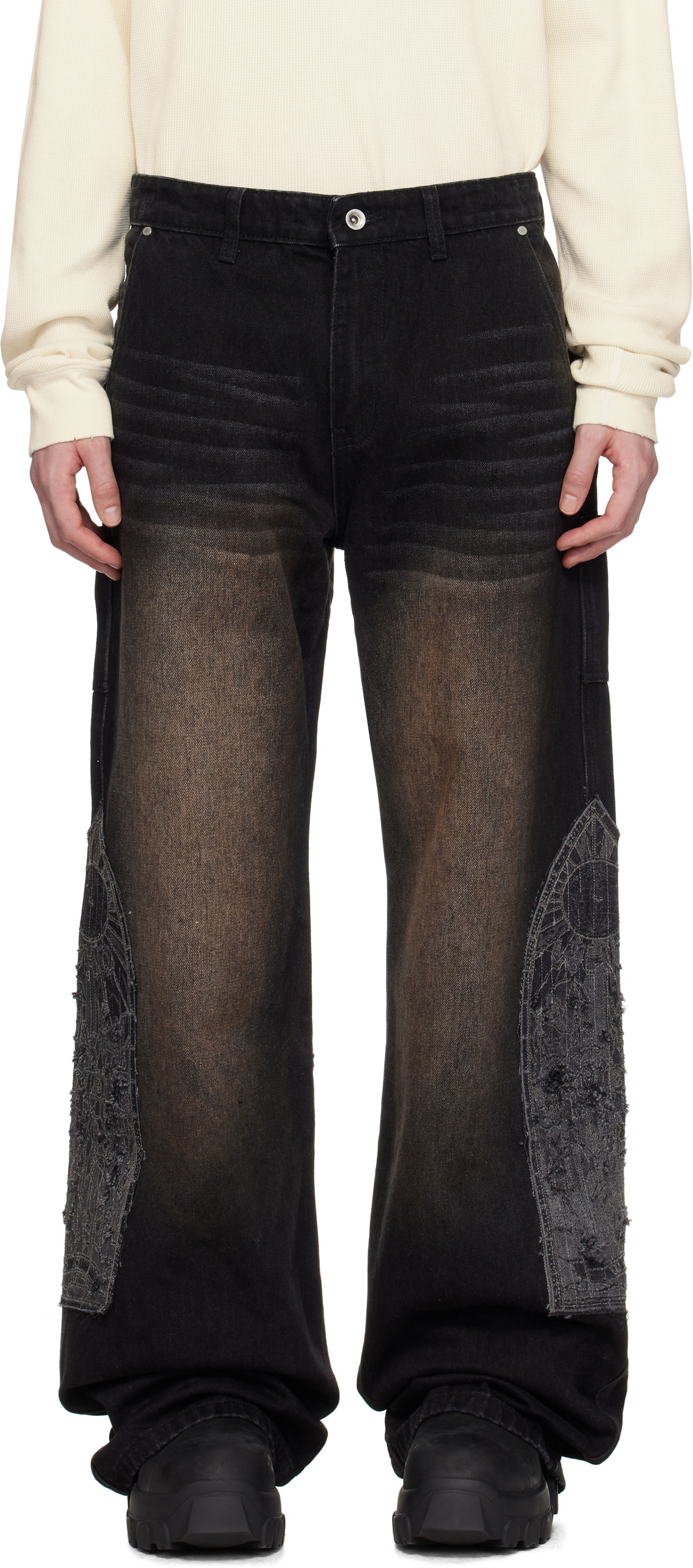 Jeans Who Decides War Who Decides War Mocha Patched Jeans Sort | 1120880017SS25, 0