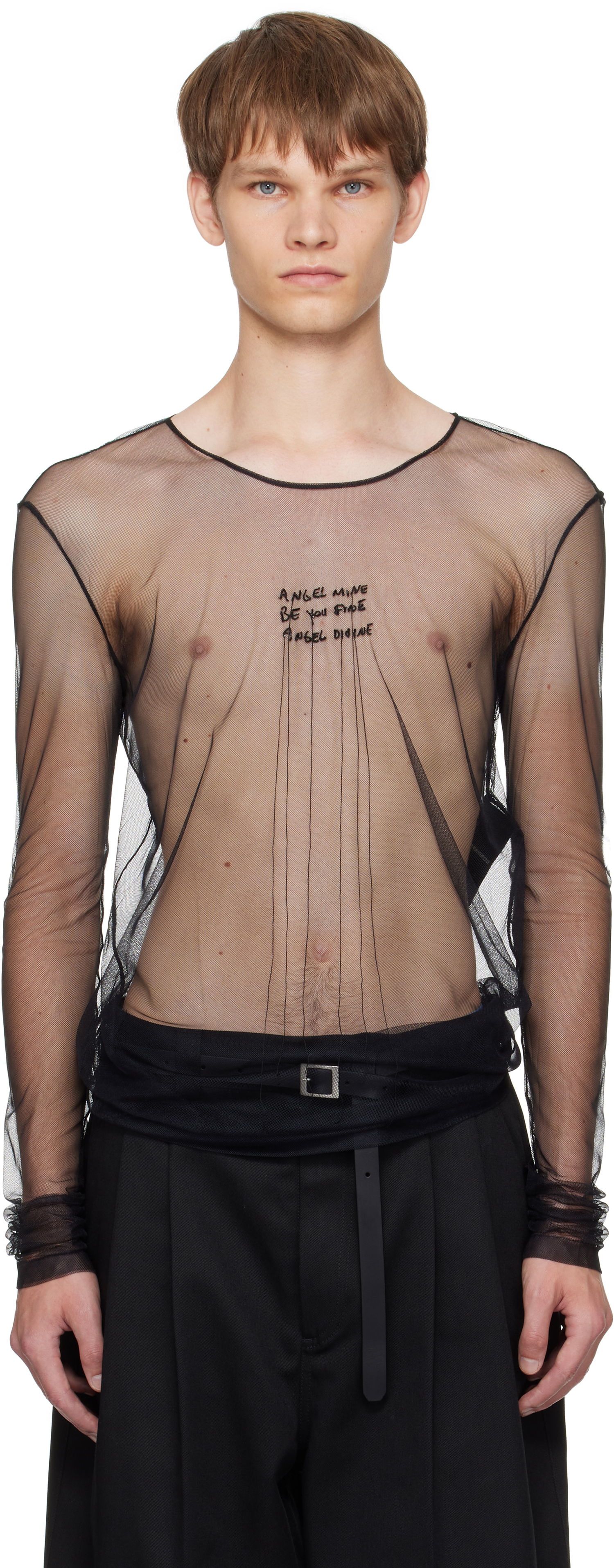 T-shirt Ann Demeulemeester Ann Demeulemeester 'Angel Divine' Sheer Long Sleeve T-Shirt Sort | B0013163-FA585-099, 0