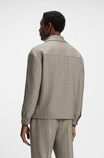 Jakke BOSS Relaxed Fit Stretch Overshirt Beige | 50546049, 1