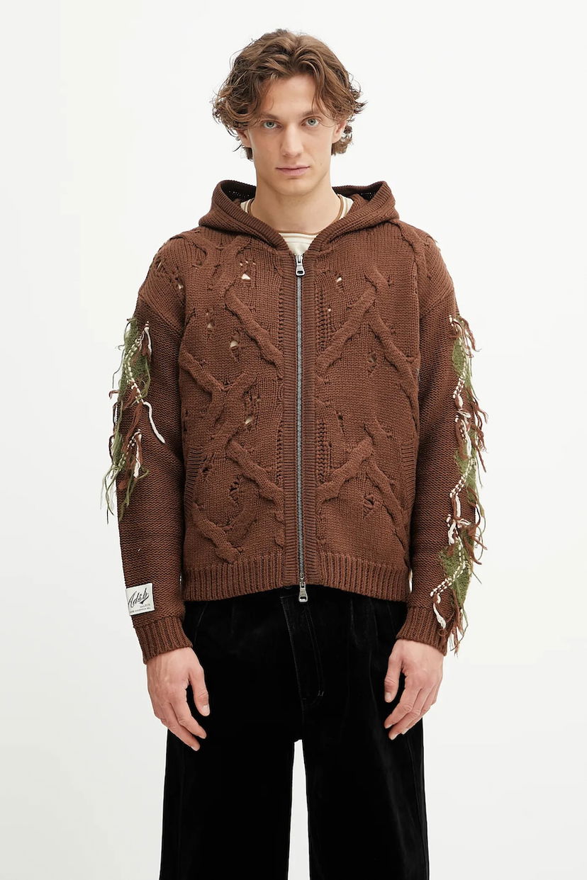 Sweater Andersson Bell Andersson Bell Argyle Fisherman Hooded Zip-Up Cardigan Brun | atb1347u