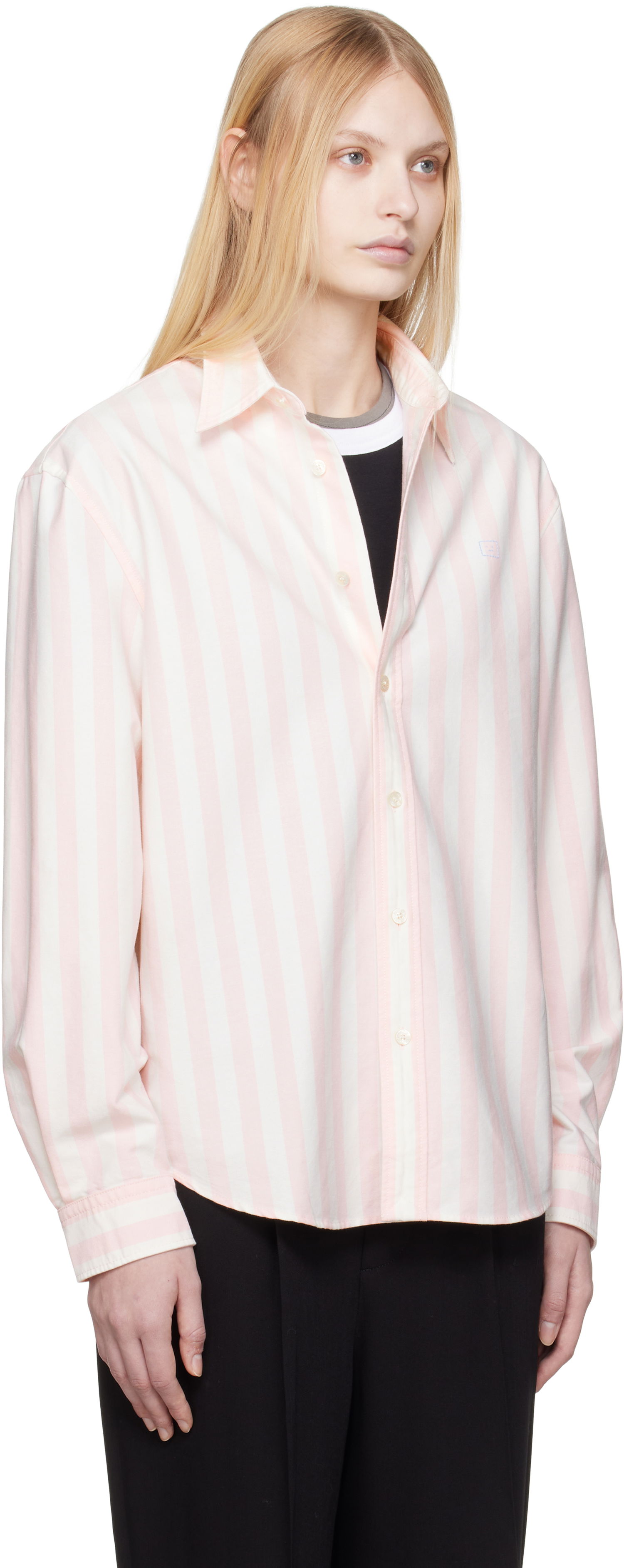 Skjorte Acne Studios Acne Studios Striped Oxford Cloth Shirt Lyserød | CB0095-, 1