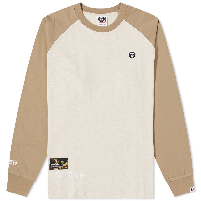 T-shirt AAPE by A Bathing Ape AAPE Now Long Sleeve T-Shirt Beige | AAPLTM1019XXL-BGD