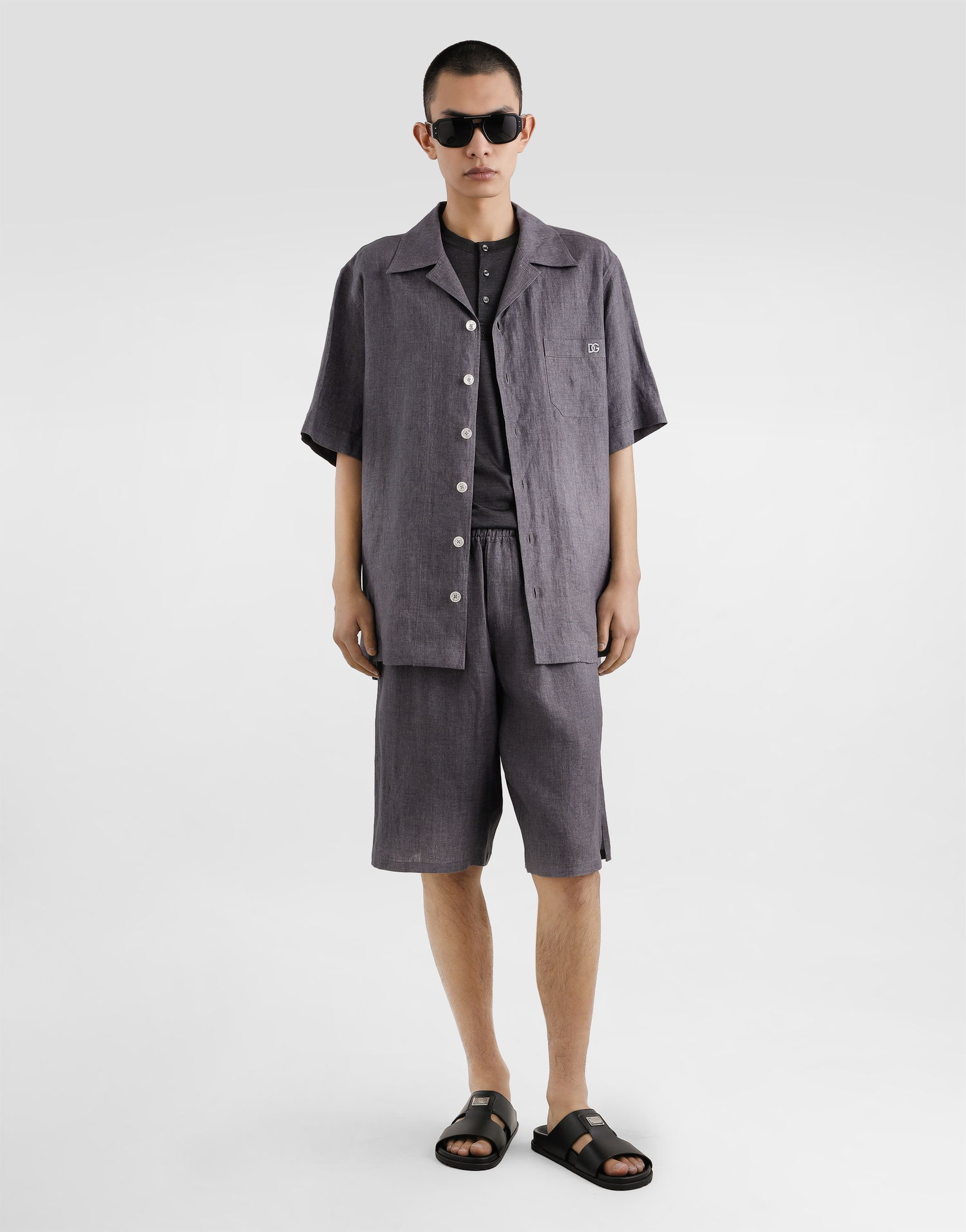 Shorts Dolce & Gabbana Dolce & Gabbana Linen Canvas Shorts Grå | GV37AZFU4L5N0352, 1