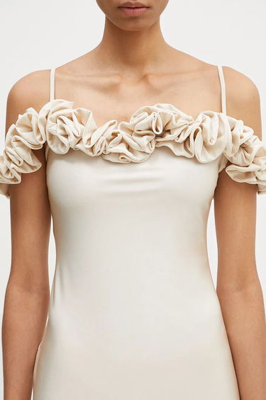 Kjole Coperni Maxi Ruffle Dress Beige | COPR113545, 4