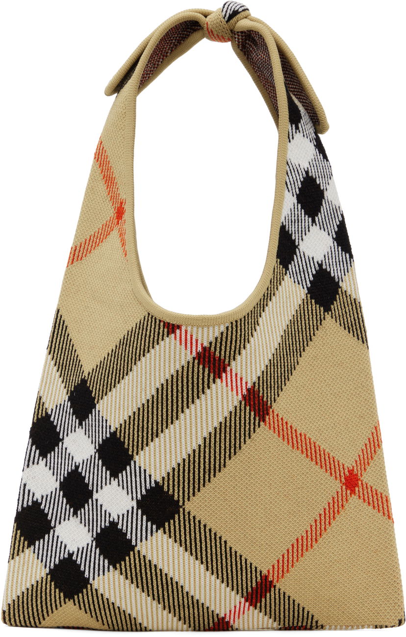 Håndtaske Burberry Burberry Check Tie Knit Tote Beige | 8110029