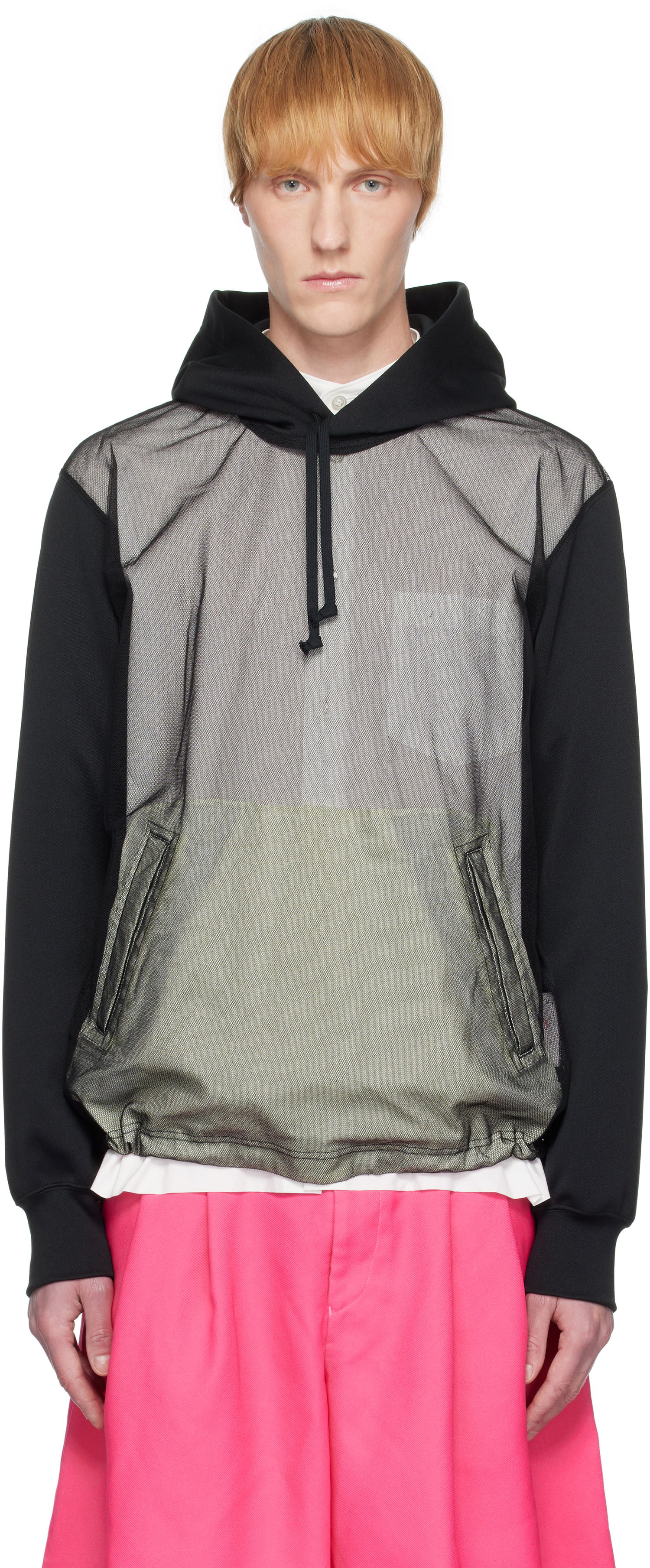 Sweatshirt Comme des Garçons Homme Plus Smooth Thick & Tulle Hoodie Sort | PO-T030-051, 0