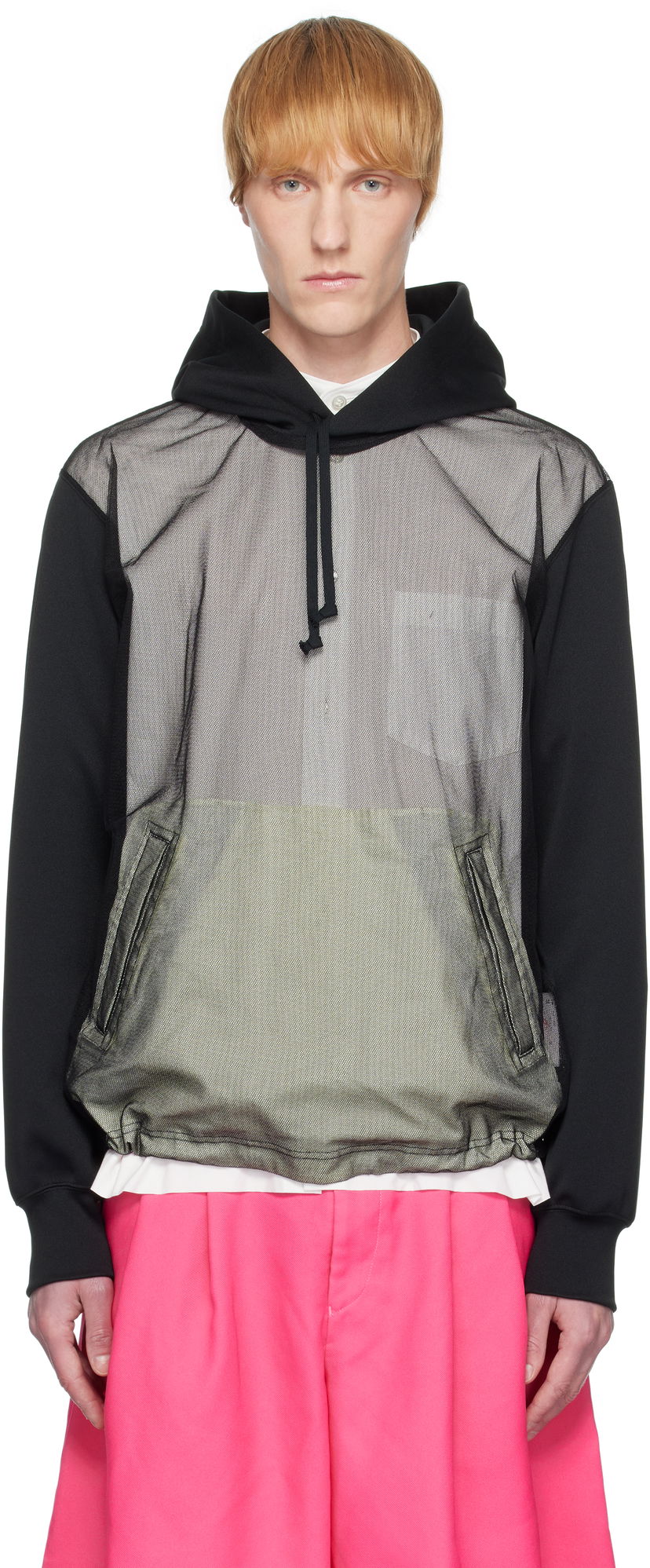 Sweatshirt Comme des Garçons Homme Plus Smooth Thick & Tulle Hoodie Sort | PO-T030-051