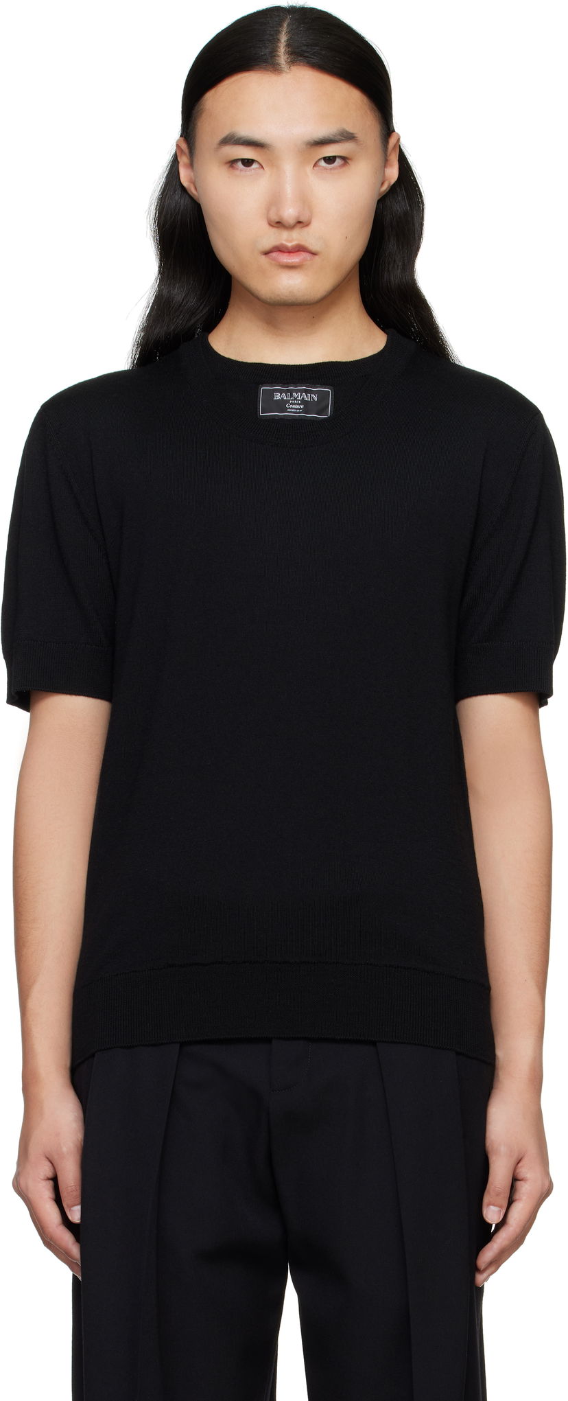 Sweater Balmain Balmain Knit T-Shirt Sort | EH1AL027KH92