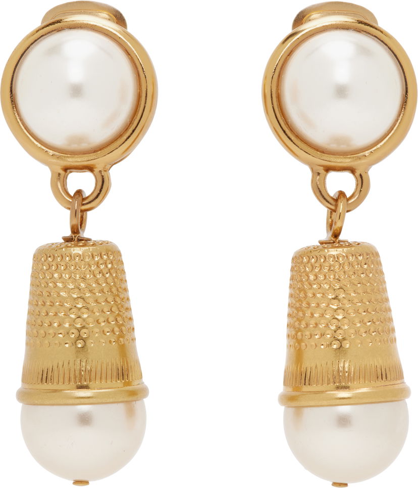 Øreringe Moschino Moschino Pearl Thimble Clip-On Earrings Metalisk | 25121911084031006
