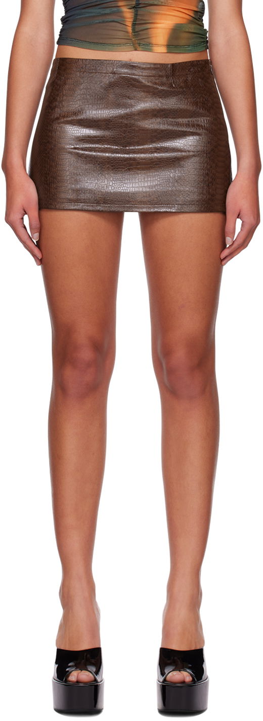 Nederdel Miaou Miaou Fig Faux-Leather Miniskirt Brun | 4016PYPCPY