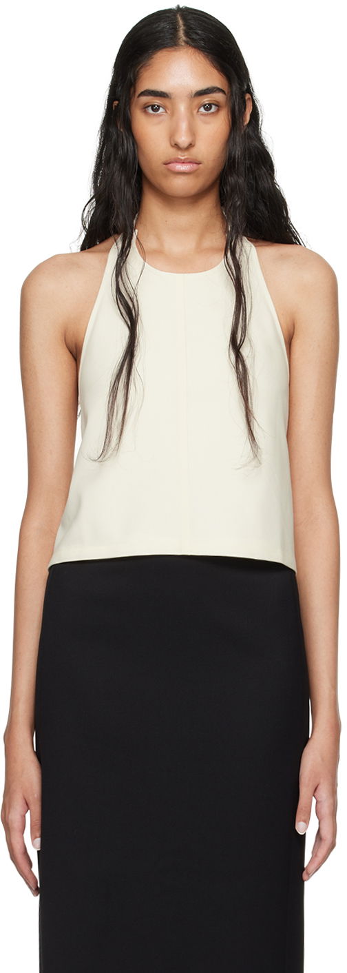 Tanktop WARDROBE.NYC Off-White Backless Halter Top Hvid | W1058R12