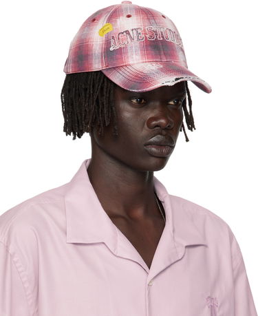 Kasket Acne Studios Distressed Plaid Cap Lyserød | C40411-, 1