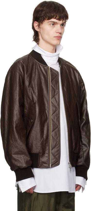 Bomberjakke Dries Van Noten Dries Van Noten Faux-Leather Bomber Jacket Brun | 251-020515-1502, 1