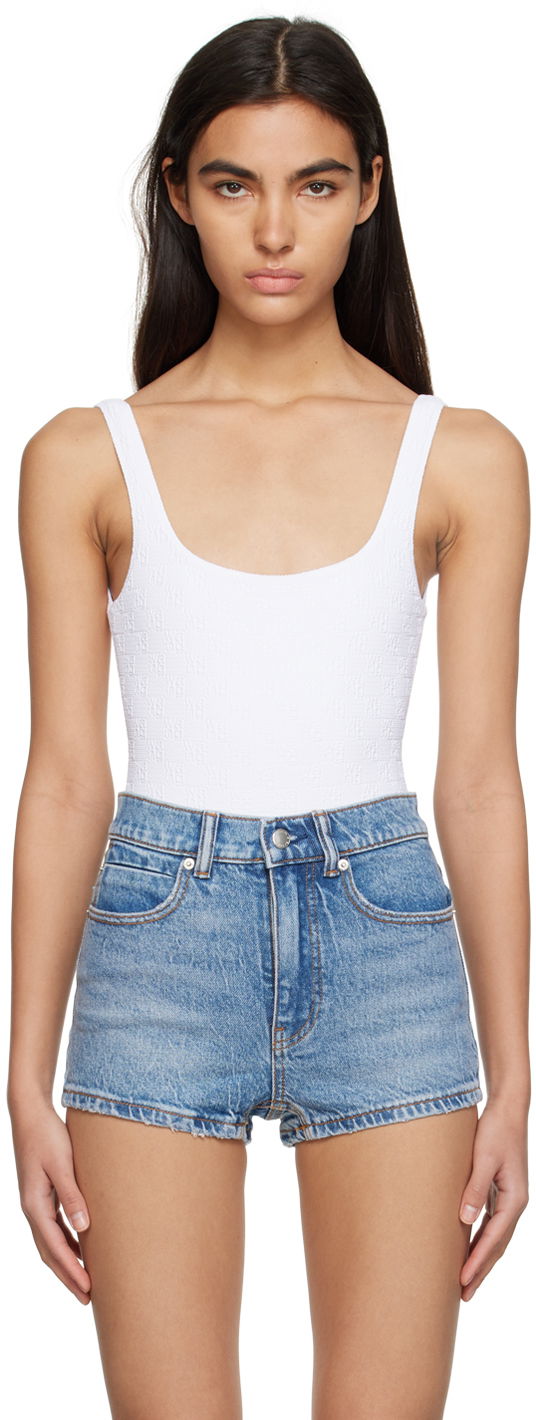 Badetøj Alexander Wang Alexander Wang.t Textured Tank Bodysuit Hvid | 4CC2228024