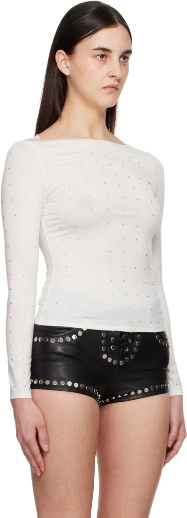 T-shirt Miaou Miaou Amelia Crystal-Embellished T-Shirt Hvid | 7183TJRPEA, 1
