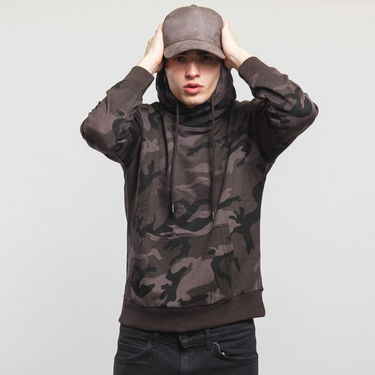 Sweatshirt Urban Classics High Neck Camo Hoodie Grå | TB1781 Dark Camo Grey, 0