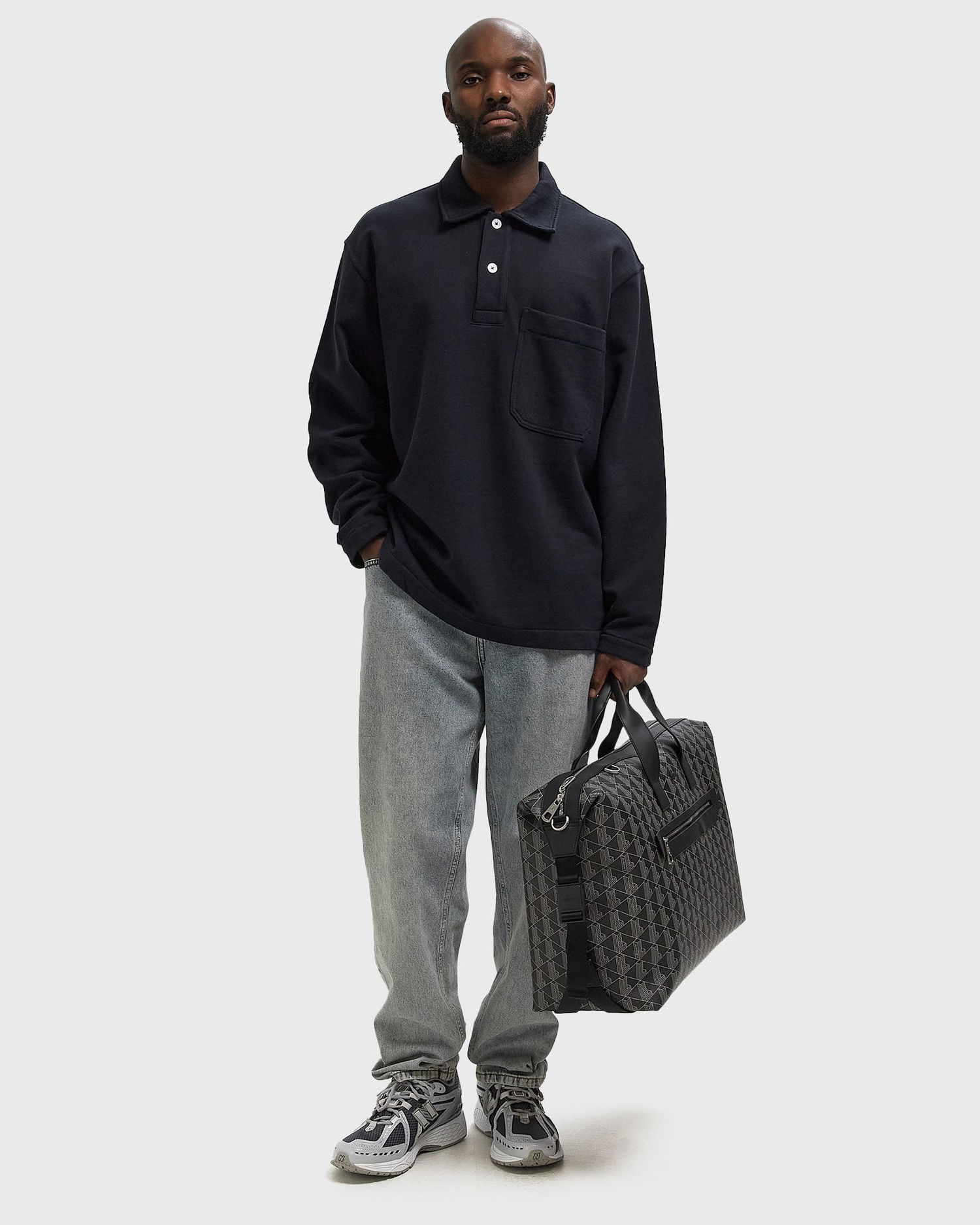 Polo skjorte NORSE PROJECTS Fraser Relaxed Organic Loopback Long Sleeve Polo Mørkeblå | N20-1388-7004, 1