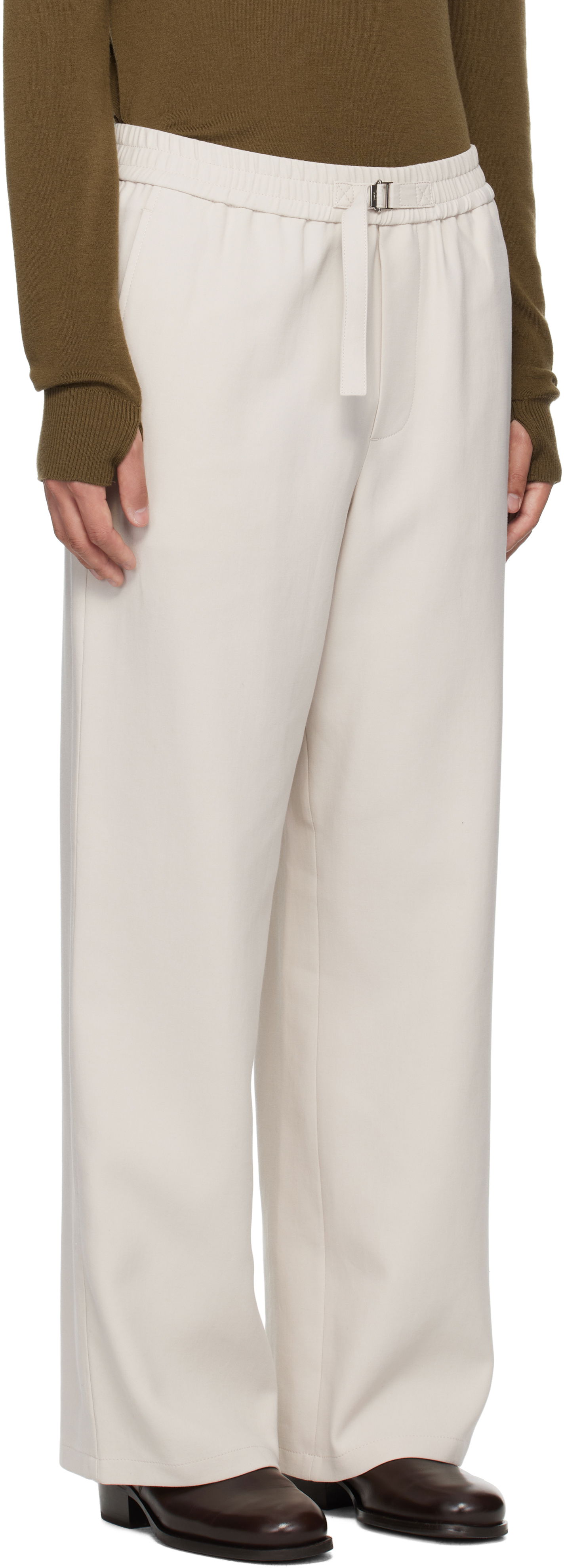 Bukser AMI AMI Paris Elasticated Trousers Beige | HTR214.CO0106, 1