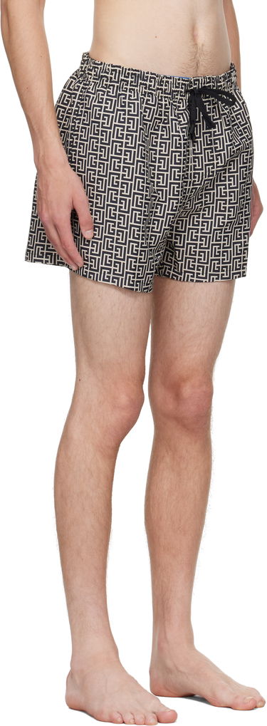 Badetøj Balmain Balmain Monogram Swim Shorts Beige | BWB671500, 1