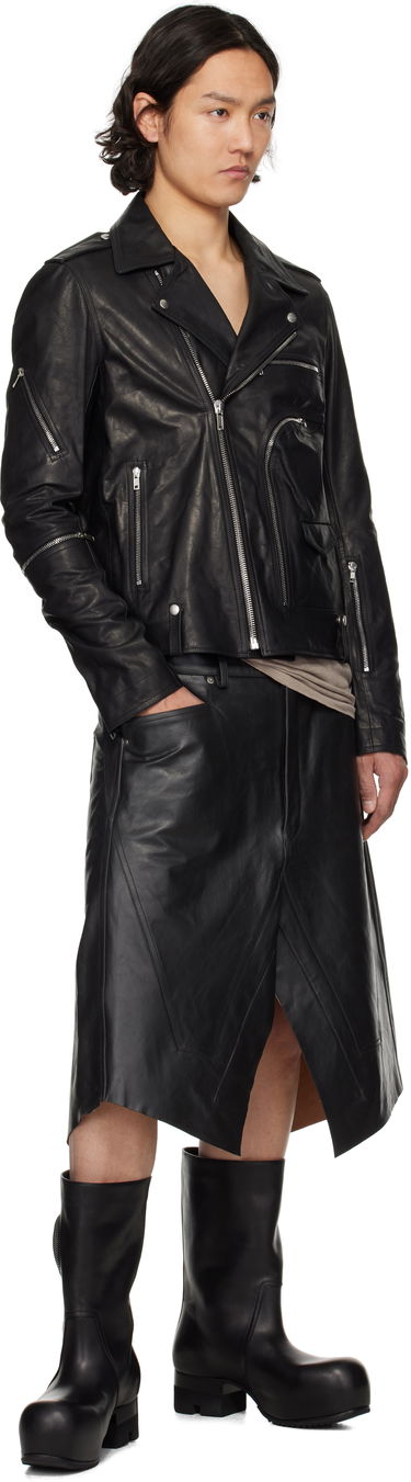 Nederdel Rick Owens Rick Owens Hollywood Leather Skirt Sort | RU01E5345 LTP, 3