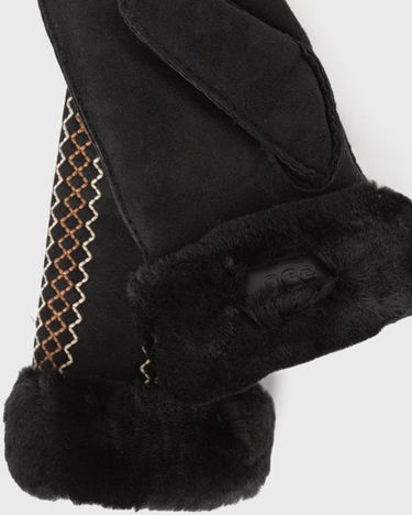 Handsker UGG Embroidered Sheepskin Mittens Sort | 100907-BLK, 2