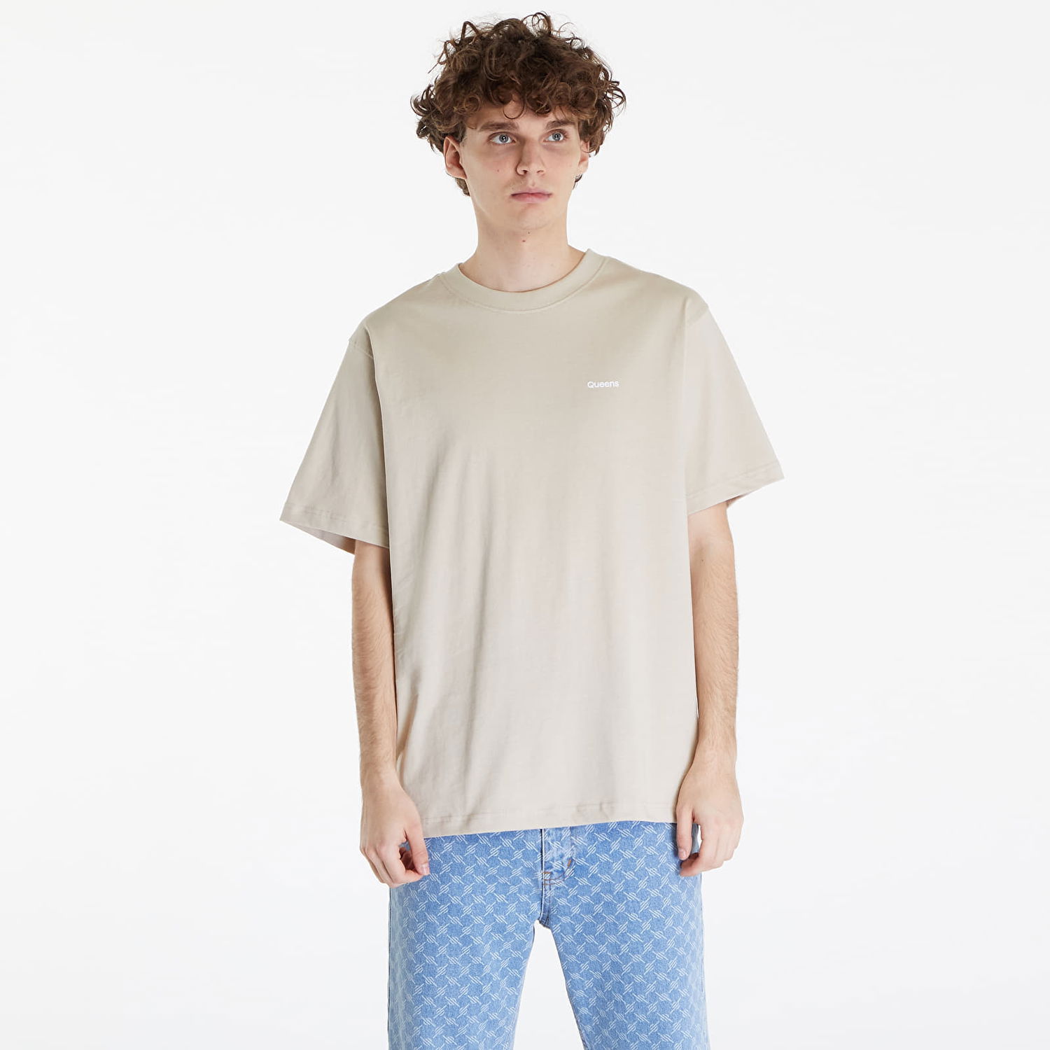 T-shirt Queens Essential T-Shirt With Contrast Print Beige Beige | QNS_026, 0