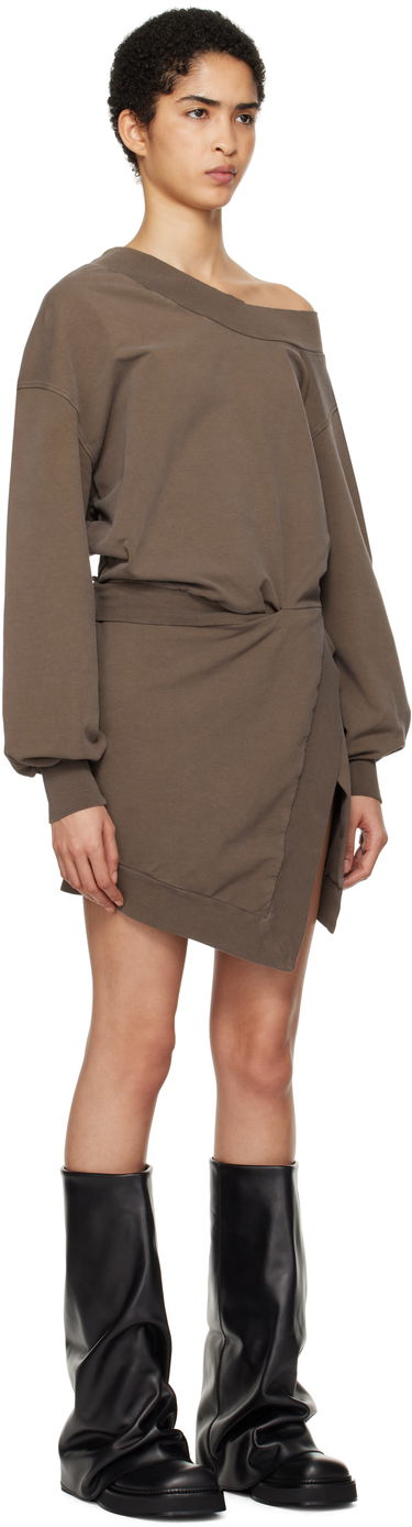 Kjole The Attico Attico Off-Shoulder Draped Sweater Mini Dress Brun | 250WCA00397 JJF006AA, 1