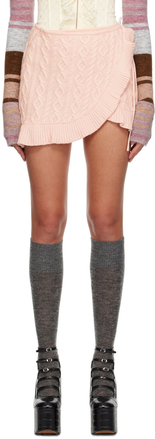 Nederdel GUIZIO Guizio Gemma Knit Wrap Miniskirt Lyserød | F23614S004