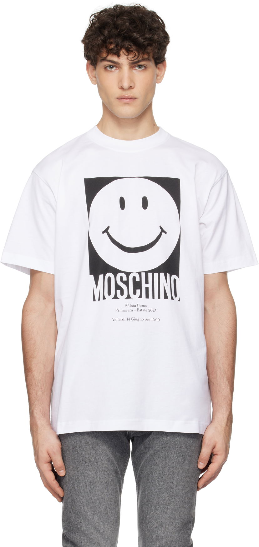 T-shirt Moschino Moschino Smiley Graphic T-Shirt Hvid | 251ZZJ072302411001