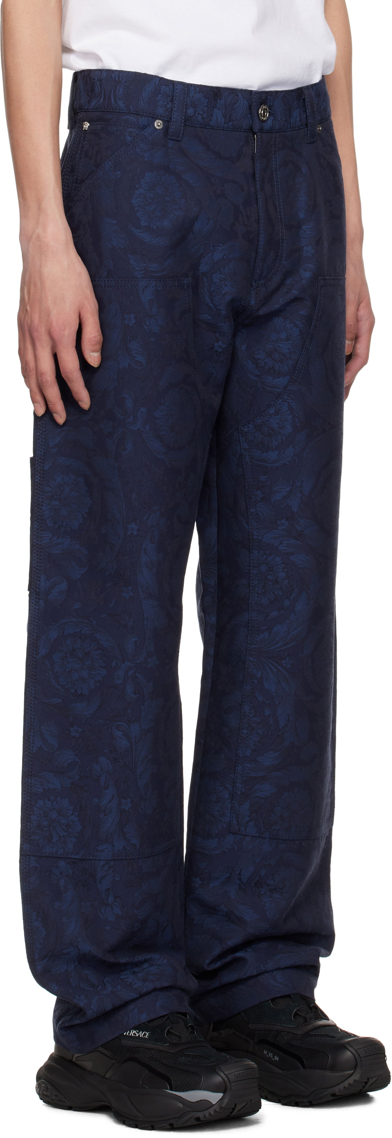 Jeans Versace Versace Barocco Jacquard Carpenter Trousers Blå | 1018885_1A09781, 1