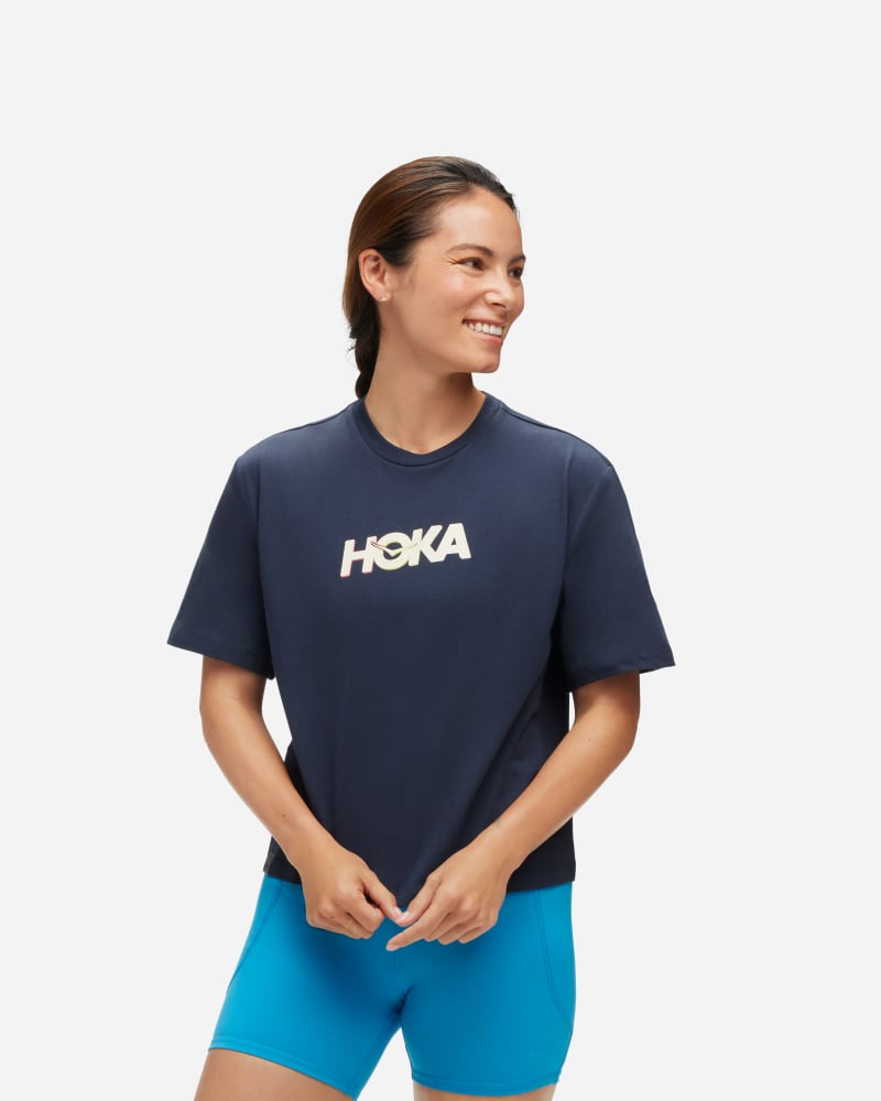 T-shirt Hoka One One Women's Graphic Short Sleeve T-Shirt Mørkeblå | 1141768-OSP, 0