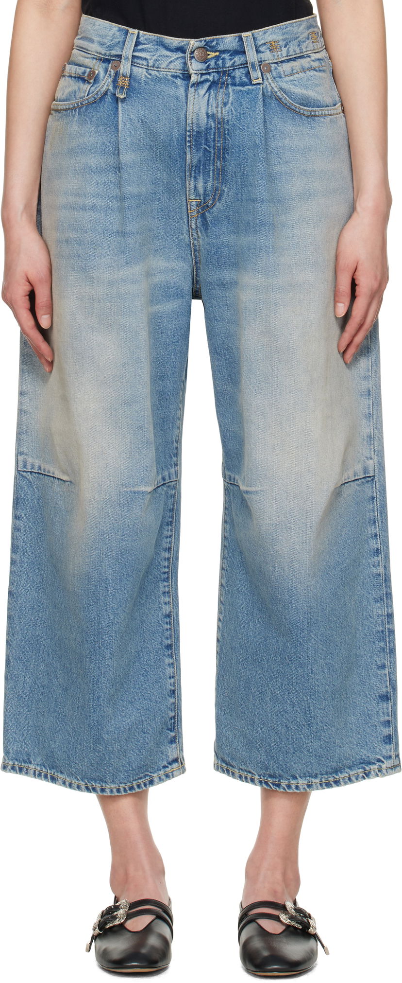 Jeans R13 R13 Cropped Wide Leg Jeans Blå | R13WD046-D306A