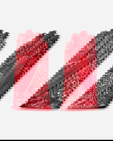 Handsker KAPITAL Leather Cookie Bandana Gloves Rød | K2409XG506 RED, 3