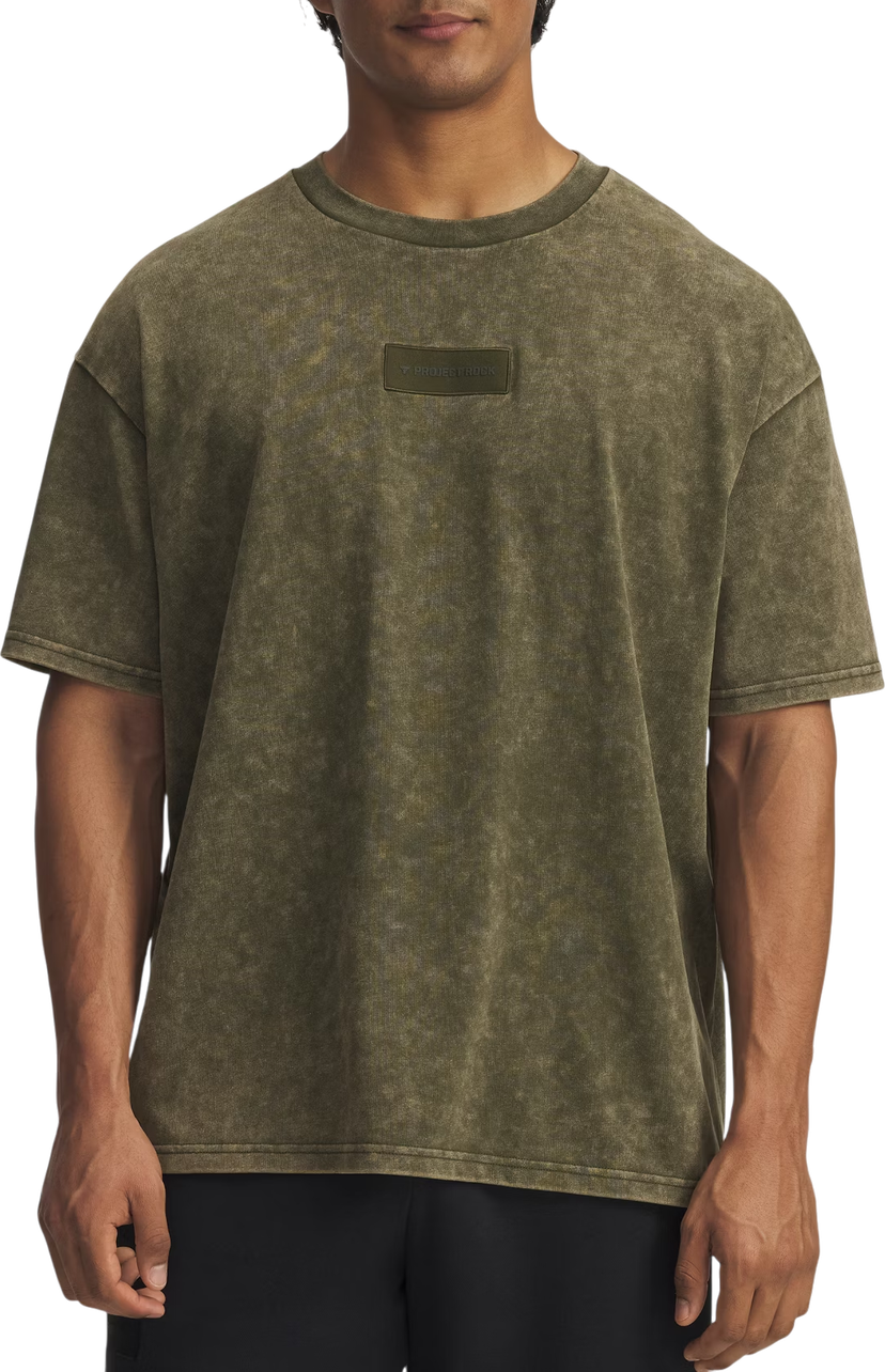 T-shirt Under Armour Project Rock Washed Patch T-Shirt Grøn | 6006763-308