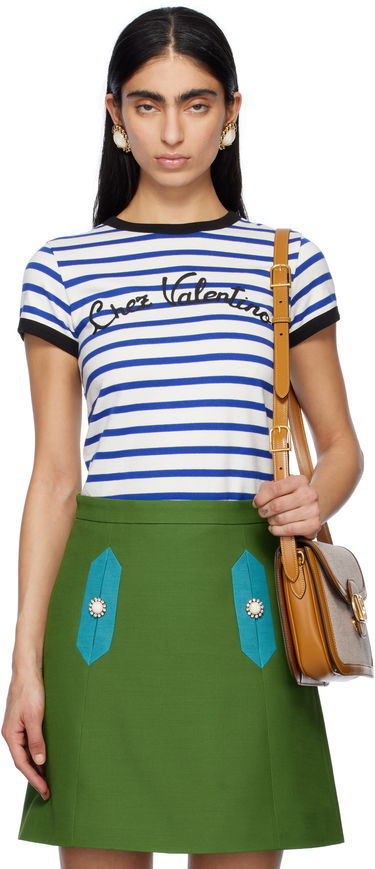 T-shirt Valentino Valentino Striped Jersey Cotton T-shirt Blå | 6B3MG24P961, 0