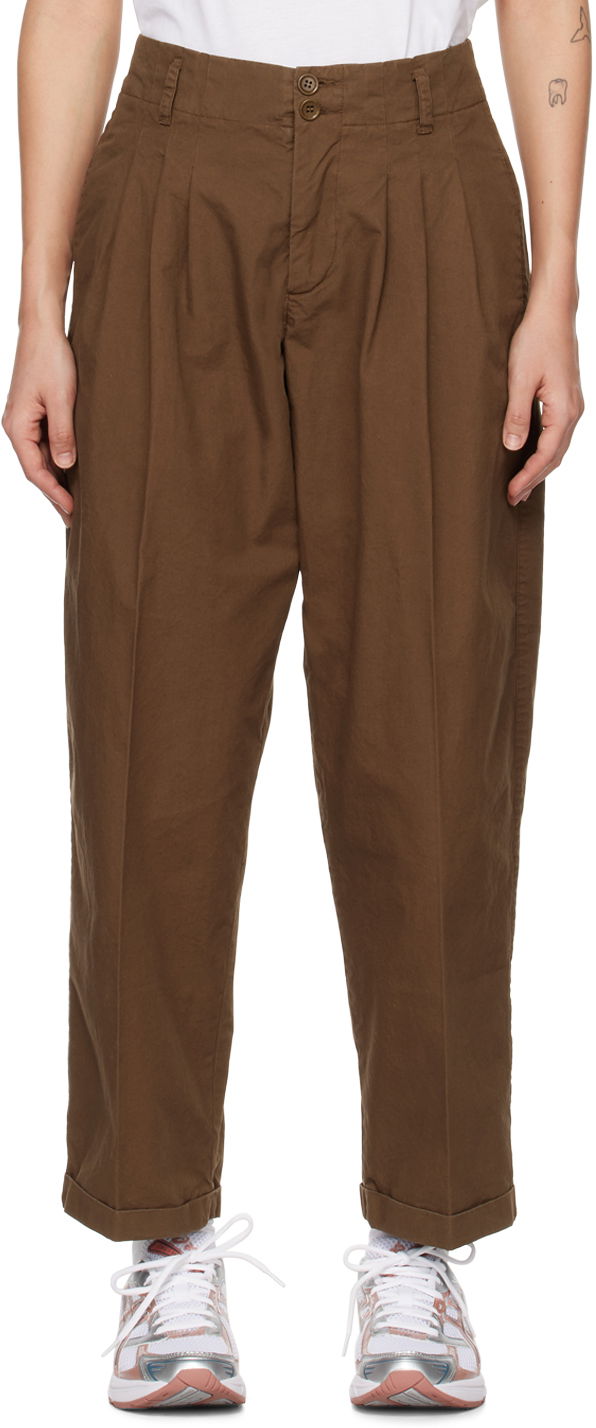 Bukser YMC Keaton Pleated Trousers Brun | Q4UAN