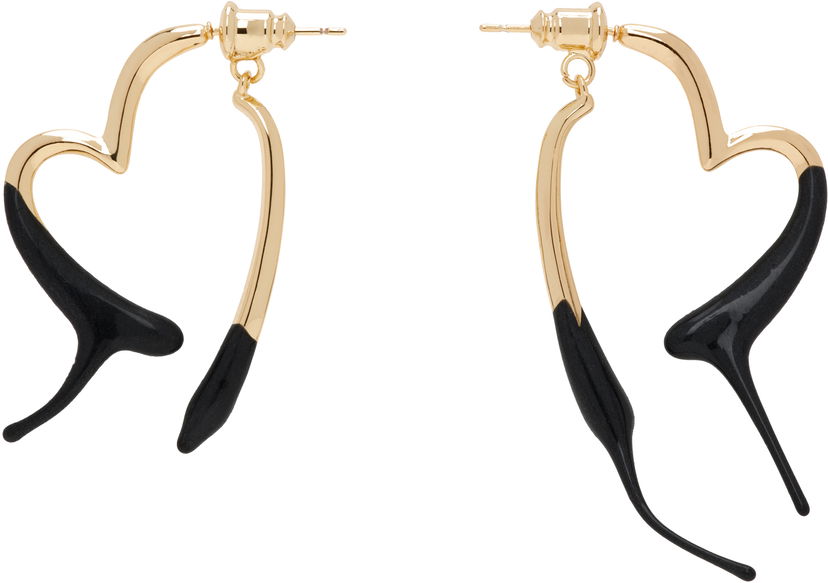 Øreringe Ottolinger Ottolinger Heart Drop Earrings Sort | 12590082501