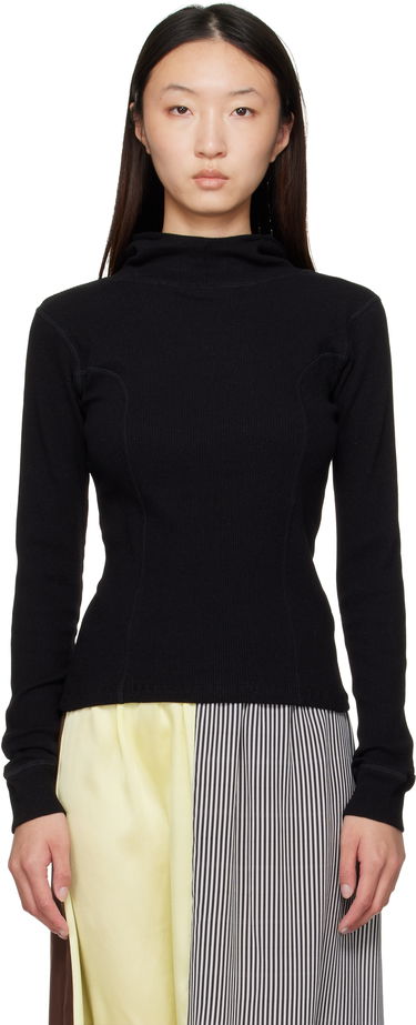 Sweatshirt Baserange Baserange Hanifa Ribbed Hoodie Sort | TTHH-RCR-AU25, 0