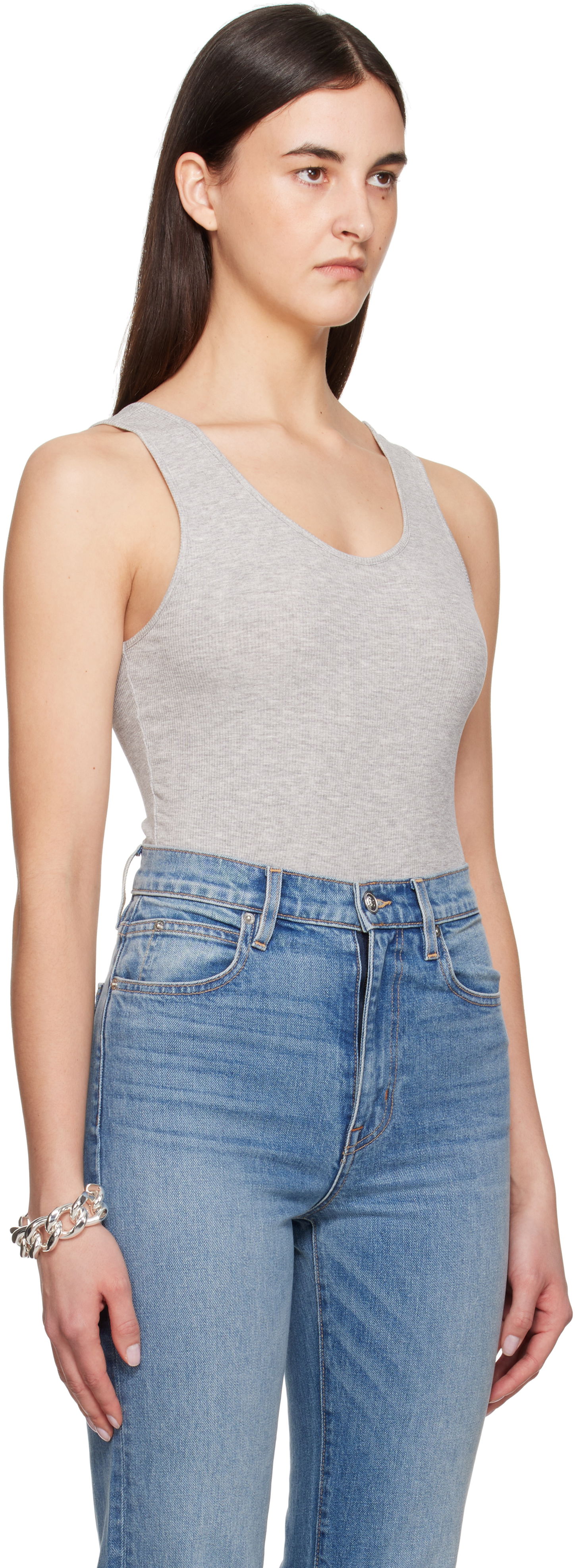 Tanktop Anine Bing Anine Bing Ginny Scoop Neck Sleeveless Bodysuit Grå | A-08-10672-GRM5, 1