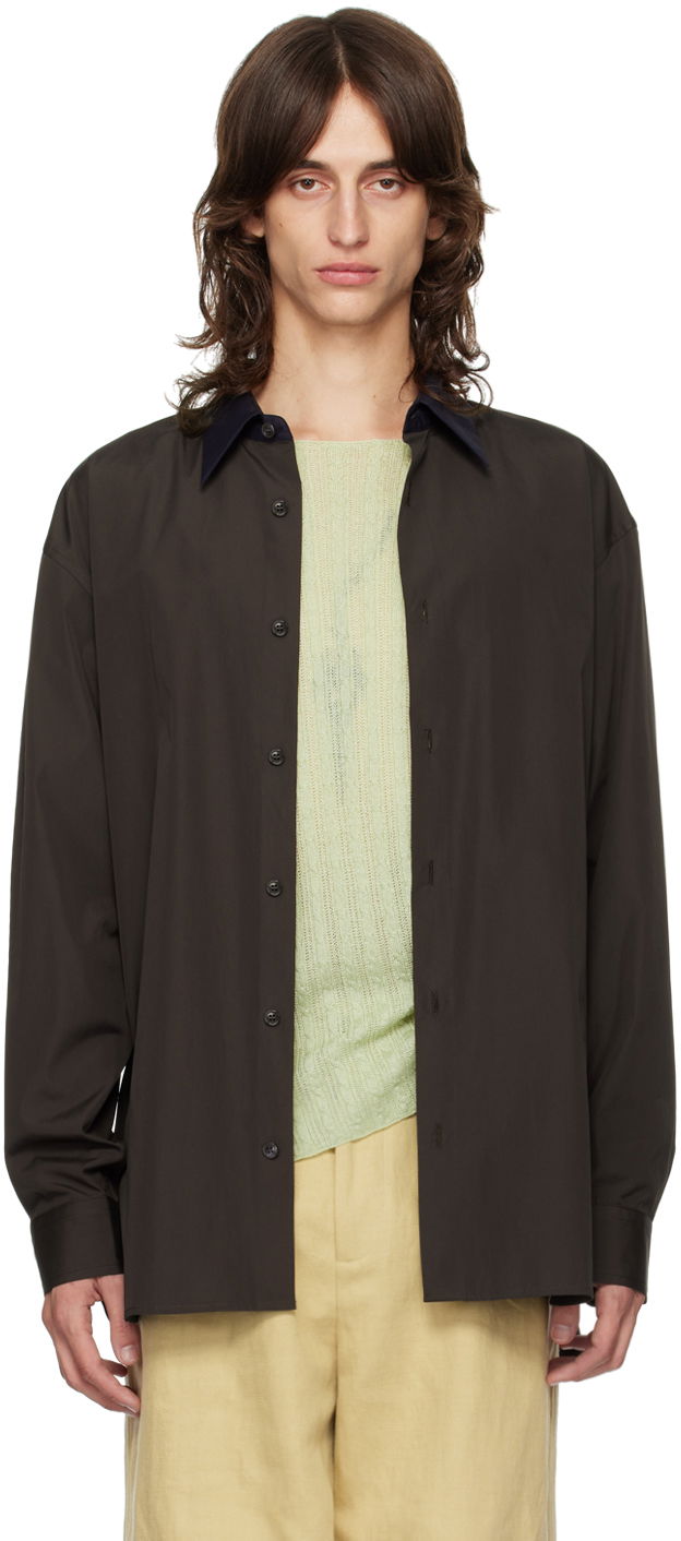 Skjorte Dries Van Noten Brown Relaxed Shirt Sort | 242-020725-9244