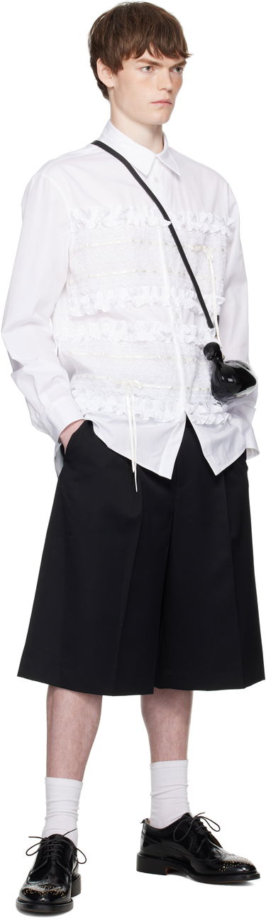 Skjorte Simone Rocha Simone Rocha Lace Ribbon Trim Shirt Hvid | 5391 1025, 3