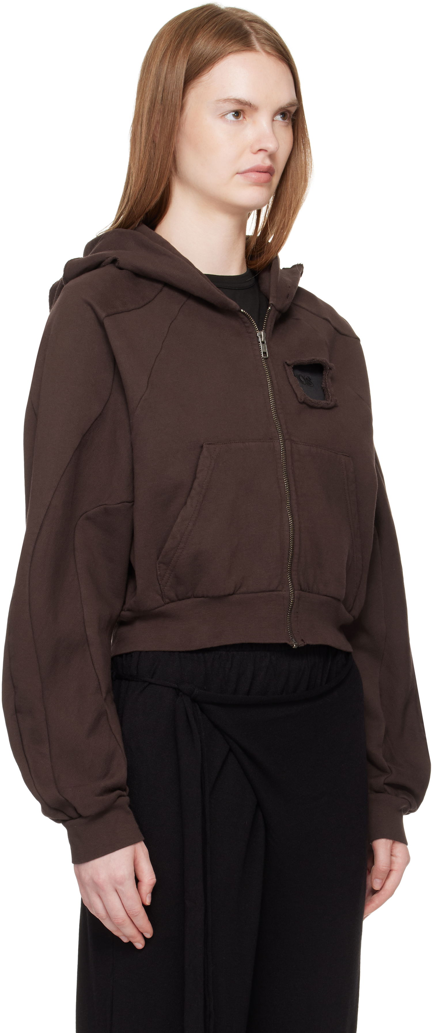 Sweatshirt Ottolinger Ottolinger Distressed Zip Hoodie Brun | 115-600415-02, 1
