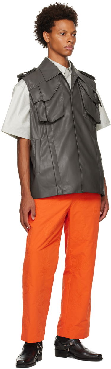 Vest Feng Chen Wang Feng Chen Wang Vented Faux-Leather Vest Grå | FMF14VS04, 3