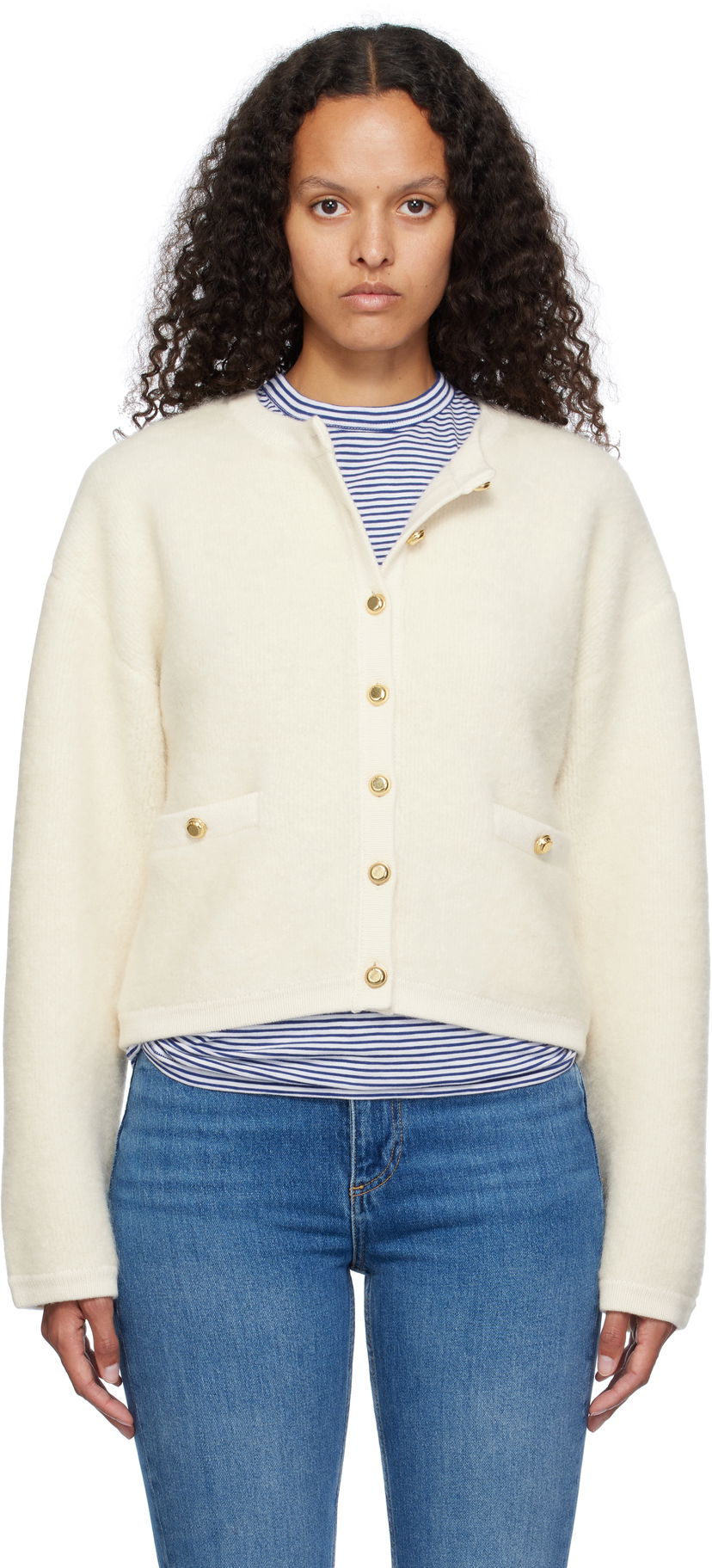 Sweater rag & bone rag & bone Kaia Boucle Cardigan Hvid | WAS24F047AA47