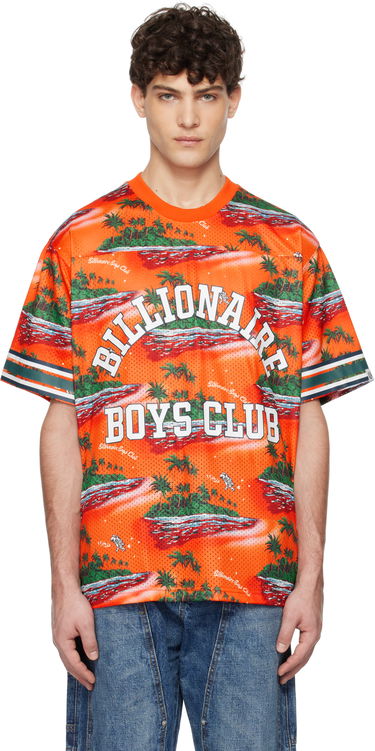 Jersey BILLIONAIRE BOYS CLUB Tropical Island Print Football T-shirt Orange | B24466, 0