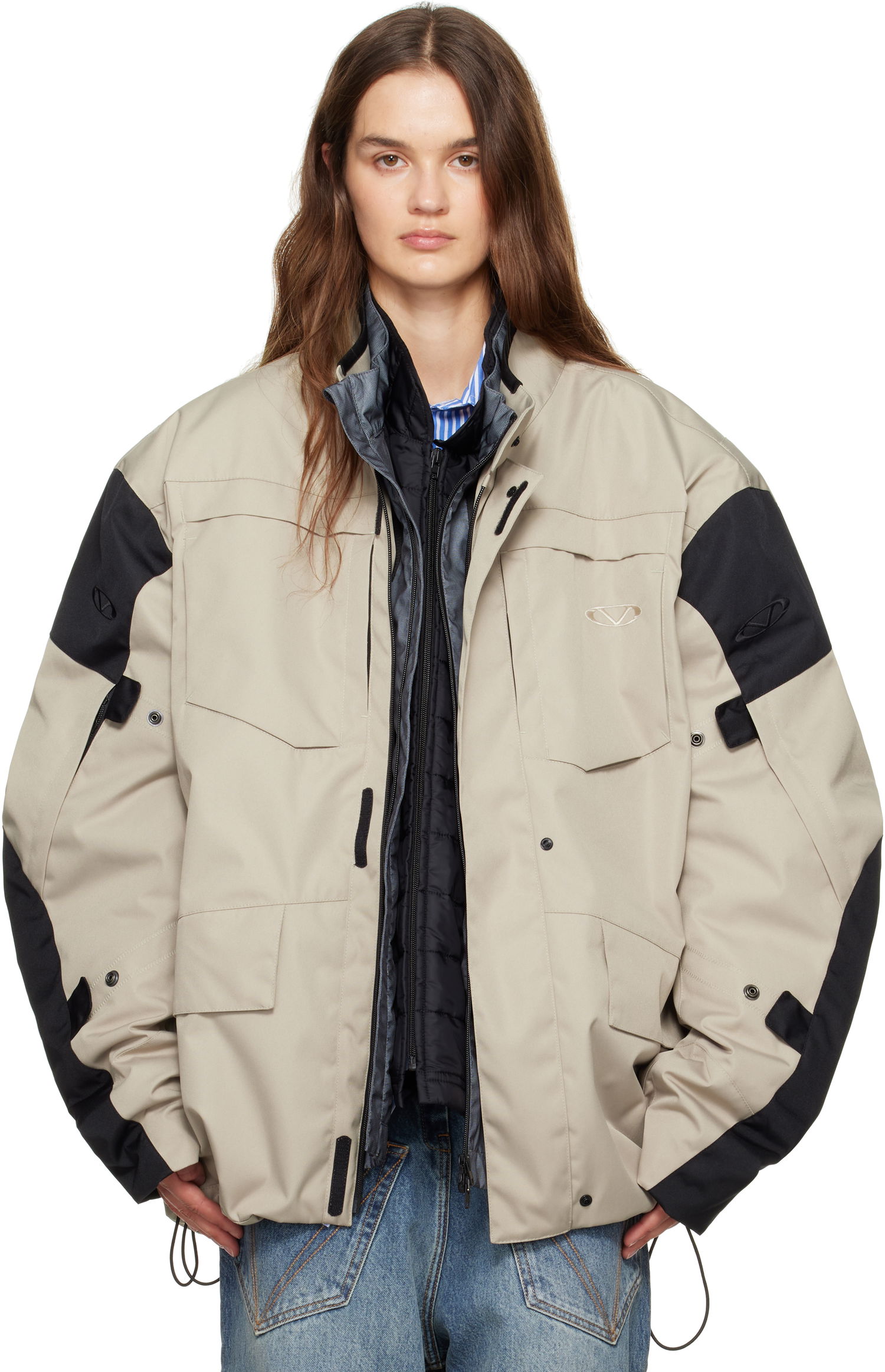 Parka VETEMENTS Vetements Biker Parka and Liner Jacket Set Beige | UH76OJ750S, 0