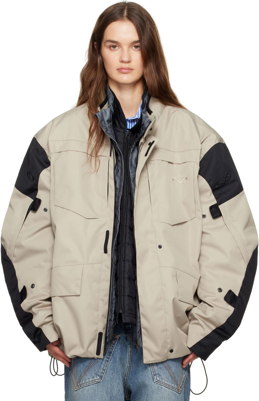 Parka VETEMENTS Vetements Biker Parka and Liner Jacket Set Beige | UH76OJ750S